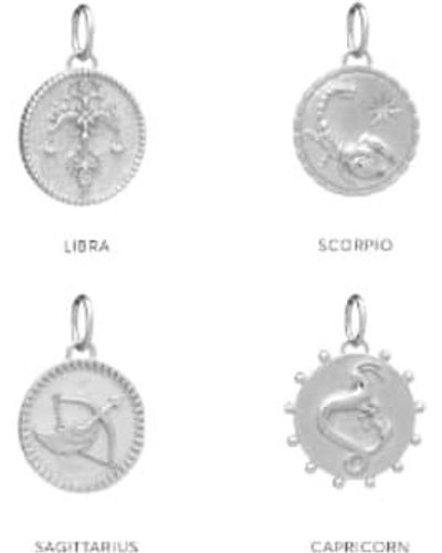 Rachel Jackson Zodiac Art Coin Necklace Silver / Sagittarius - White