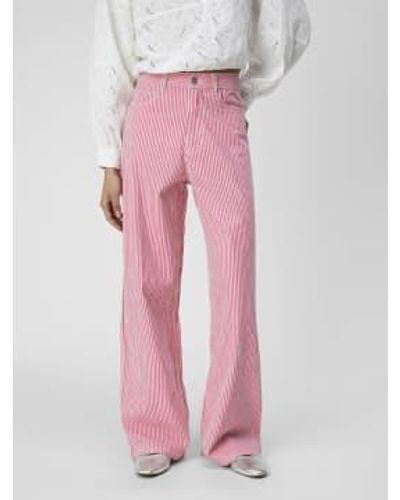 Object Moji Stripe Wide Jeans - Pink
