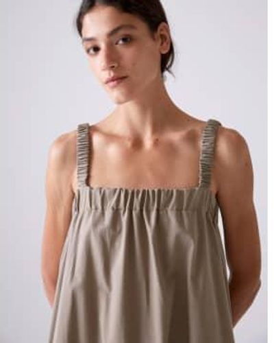 Diarte Fina Dress In Taupe Organic Cotton - Marrone
