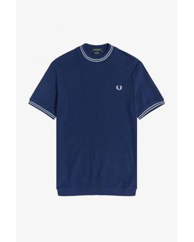 Fred Perry Crew Neck Pique T Shirt French Navy - Blu