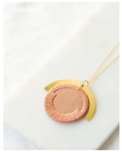 nook of the north Gold Plated Cotton Circle Luna Necklace Copper - White