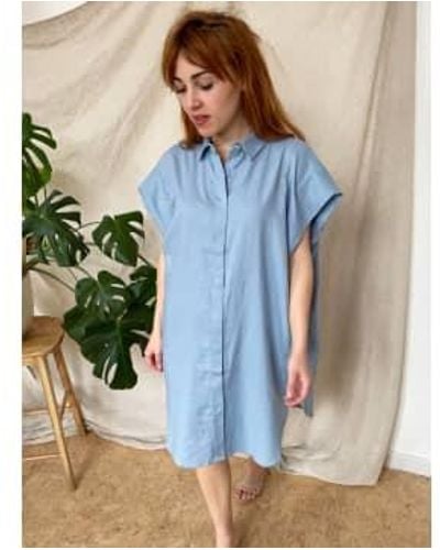 See U Soon Camisa larga en 100% lino - Azul