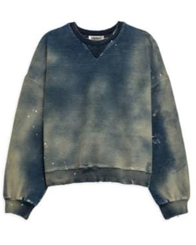 A PAPER KID Washed Effect Crewneck Sweatshirt - Blu