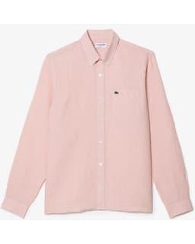 Lacoste Flamingo Linen Mens Shirt - Rosa