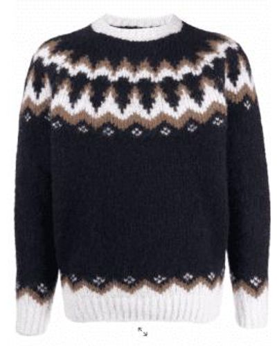Eleventy Sweater In Fairisle Patterned Cashmere Blend 1 - Blu