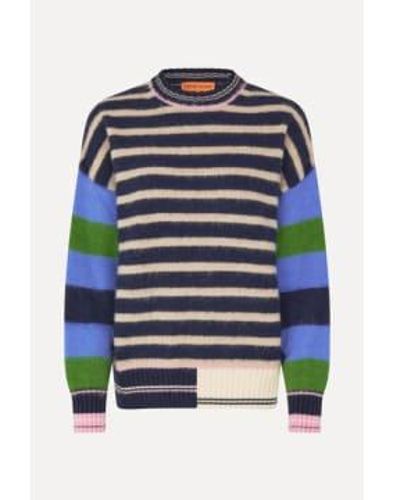 Stine Goya Shea Sweater Candy Stripes - Blu