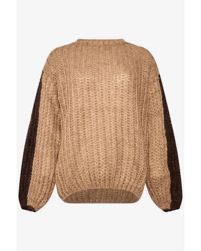 Noella Noel Knit Sweater Camel/dark Brown - Natural