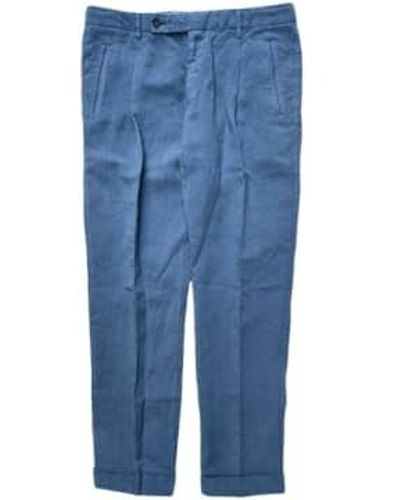 Fresh Lyocell Linen One-pleat Chino Pants - Blue