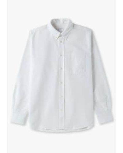 Norse Projects Mens Algot Relaxed Organic Oxford Monogram Shirt In 1 - Bianco