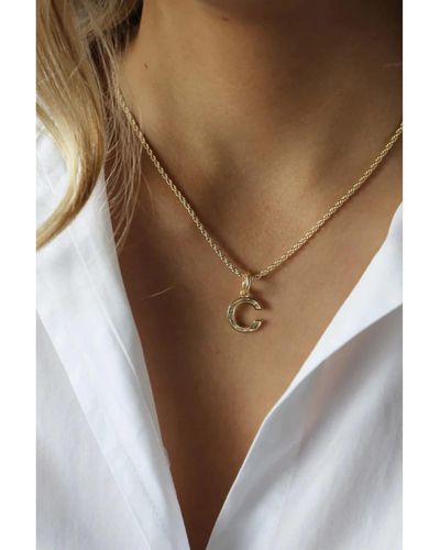 Tutti & Co Gold Initial C Rope Chain Necklace - Brown
