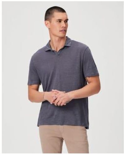 PAIGE Shelton Linen Polo Shirt - Gray