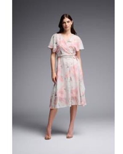 Joseph Ribkoff Multi Floral Wrap Dress - Gray