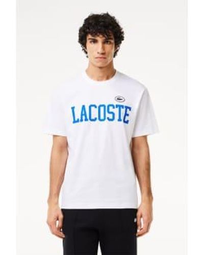 Lacoste Cotton Contrast Print And Badge T 3 - White