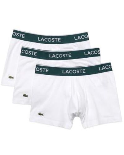 Lacoste 3 Pack Cotton Stretch Trunks - Bianco