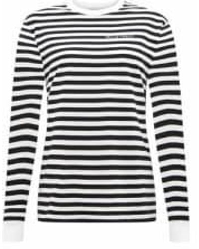 Bella Freud Ls Stripe T Shirt /white / S - Black