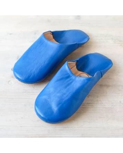 Bohemia Designs Zapatillas babauche cuero marroquí - Azul