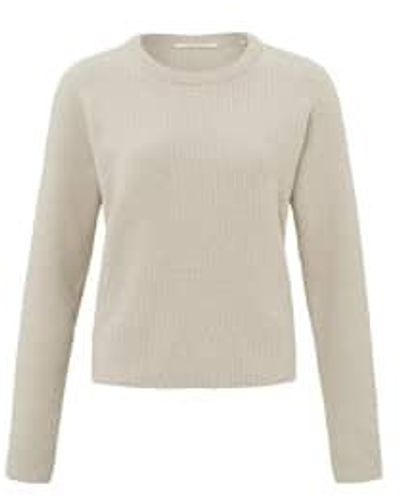 Yaya Chenille Sweater With Crewneck And Long Sleeves Lining Beige - Bianco