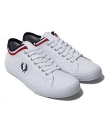 Fred Perry Underspin Tipped Cuff Shoes Twill White, Navy & Red - Multicolour