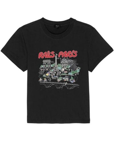 Rails Paris Map Boyfriend T Shirt - Black