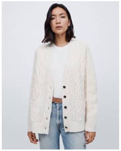 RE/DONE Redone Ivory Cable Knit Cardigan - Multicolore