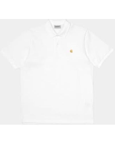 Carhartt Polo chase pique / gold - Blanc