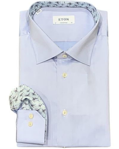 Eton Camisa contemporánea sarga Signature - Azul