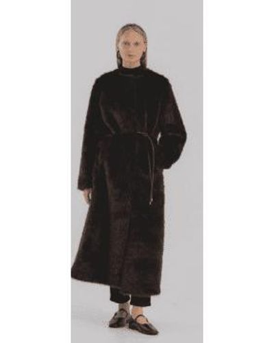 Molliolli Weather Maxi Faux Fur Coat Dark - Nero