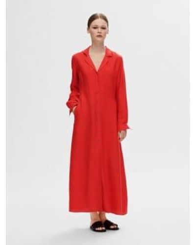 SELECTED Lyra Maxi Shirt Dress Flame Scarlet 34 - Red