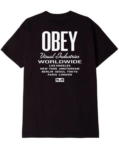 Obey T-shirt Visual Industries Worldwide Uomo Black