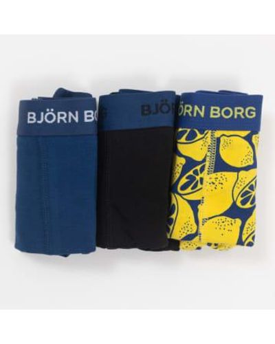Björn Borg Boxers troncal 3 paquetes en amarillo multi - Azul