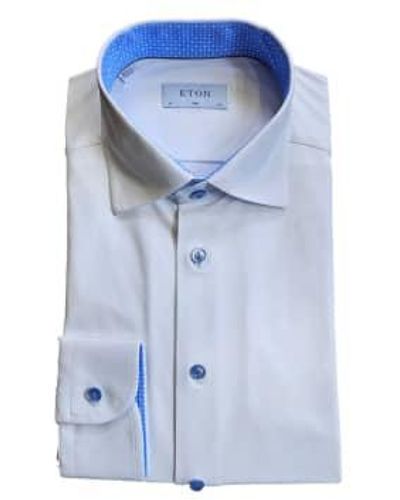 Eton Weiß schlanker fit vier-wege-stretchhemd mit kontrastdetails 10001226900 - Blau