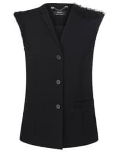 INNNA Vest With A Mohair Shoulder - Black