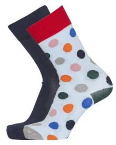 Knowledge Cotton 83124 Timber 2 Pack Dot Socks 38/42 - Blue