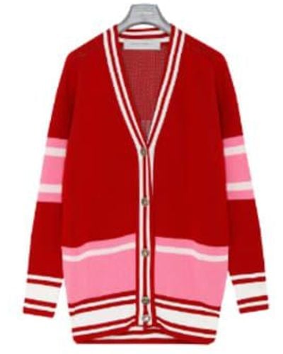 Golden Goose Dixie College Cardigan Jacquard Xs / /pink/white Female - Red