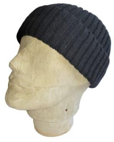 Merchant Menswear Ribbed Lambswool Beanie Oxford / One Size - Blue