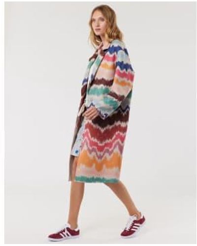 ME 369 Paola Printed Colourful Coat - Rosso