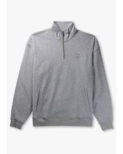 Psycho Bunny S Yorkville Relaxed Fit Embroided Zip Sweatshirt - Grey