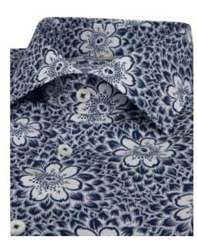 Stenströms Camisa floral Slimline en tela viscosa elástica 7127118163161 - Azul
