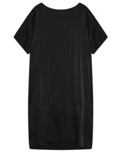 Cashmere Fashion Crossley Seiden-mix Dress Sult Round Neck Cutout Short Arm - Black