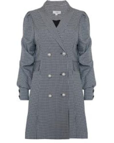 Jovonna London White Check Pam Coat Dress S - Gray