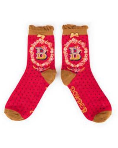 Powder A Z Ankle Alphabet B Socks One Size / Coloured