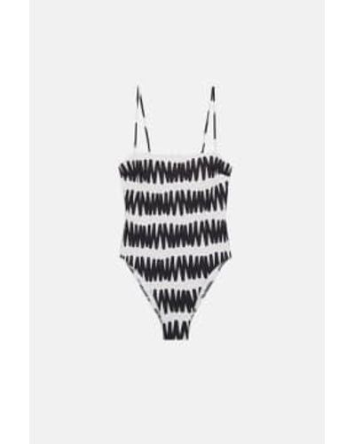 Compañía Fantástica Summer Vibes Striped Straight Neckline Swimsuit - Bianco