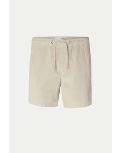 SELECTED Fog Regular Jace Corduroy Shorts - Natural