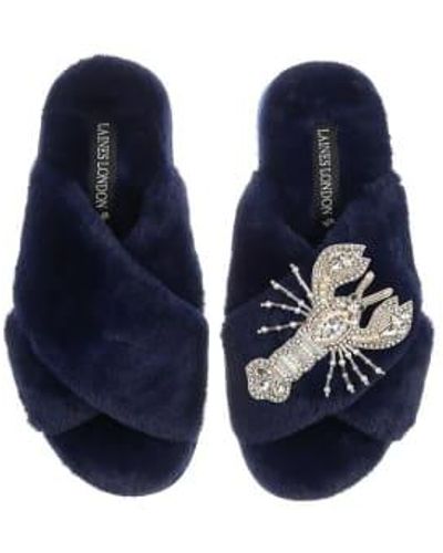 Laines London Slippers With Silver Lobster - Blu