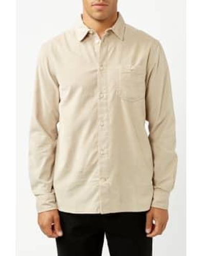 Knowledge Cotton Light Feather Grey Regular Fit Corduroy Shirt Beige / S - Natural