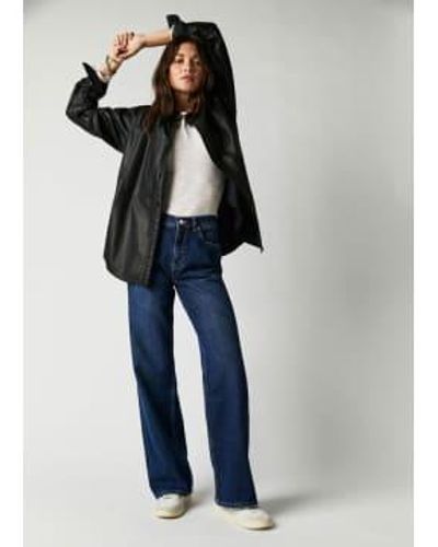 Free People Tinsley Baggy High Rise Jeans - Blu