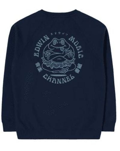 Edwin Music Channel Crew Necked Sweatshirt Maritime - Blu