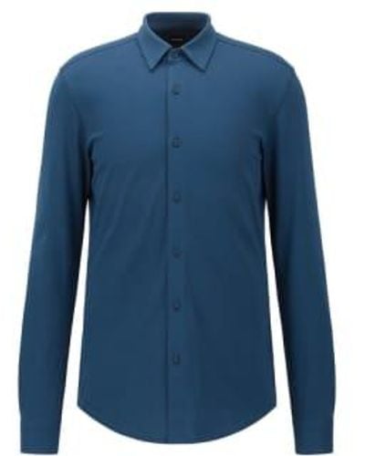 BOSS T-shirt slim fit en coton bleu marine