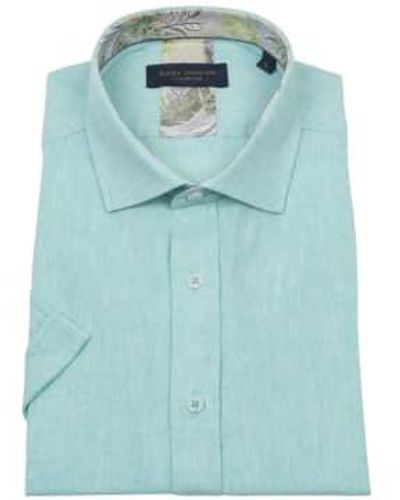 Guide London Linen Blend Short Sleeve Shirt - Blu