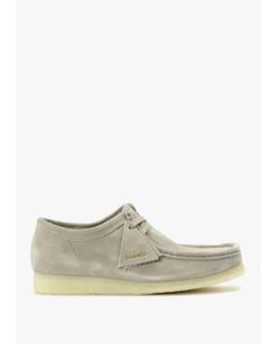 Clarks Mens Wallabee Suede Shoes In Pale - Bianco